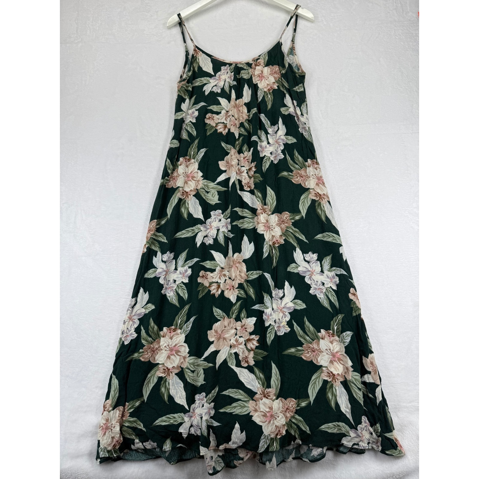 Show Me Your Mumu Dark Green Floral Tropical Maxi Slip Dress Small Read